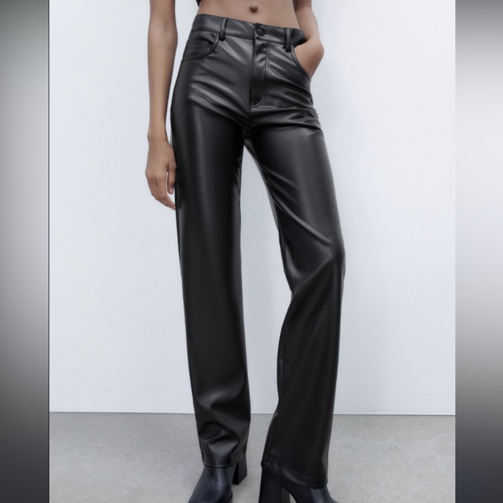 Black Zara Leather Pants, Size S